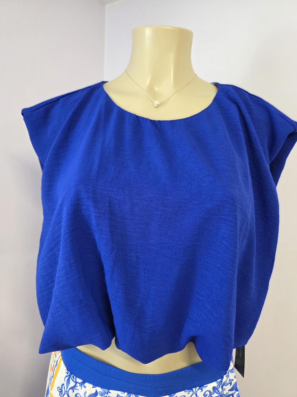 Women’s Emerson Lang Royal Blue Cap Sleeve Tie Top Size L
